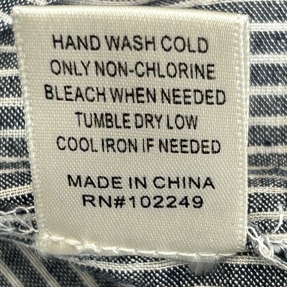 SKIES ARE BLUE Shirt Sz S Blue White Pinstripe Button Tunic Long Sleeve Collared - Picture 8 of 9